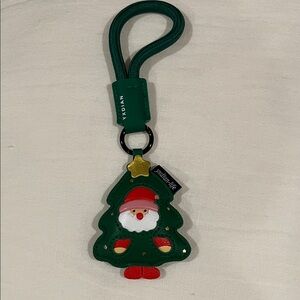 Green Christmas Tree Keychain with Santa